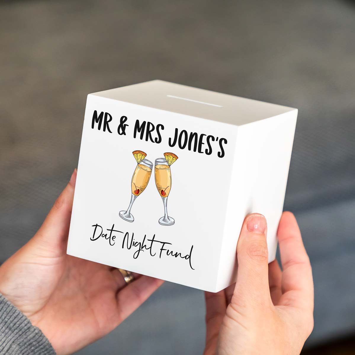 Personalised Date Night Fund White Money Box Gift For Couple