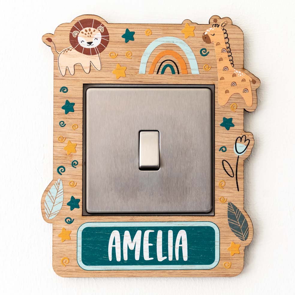 Personalised Jungle Animals Light Switch Surround