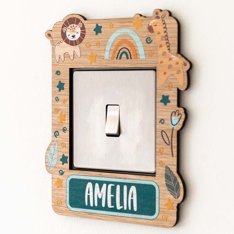 Personalised Jungle Animals Light Switch Surround