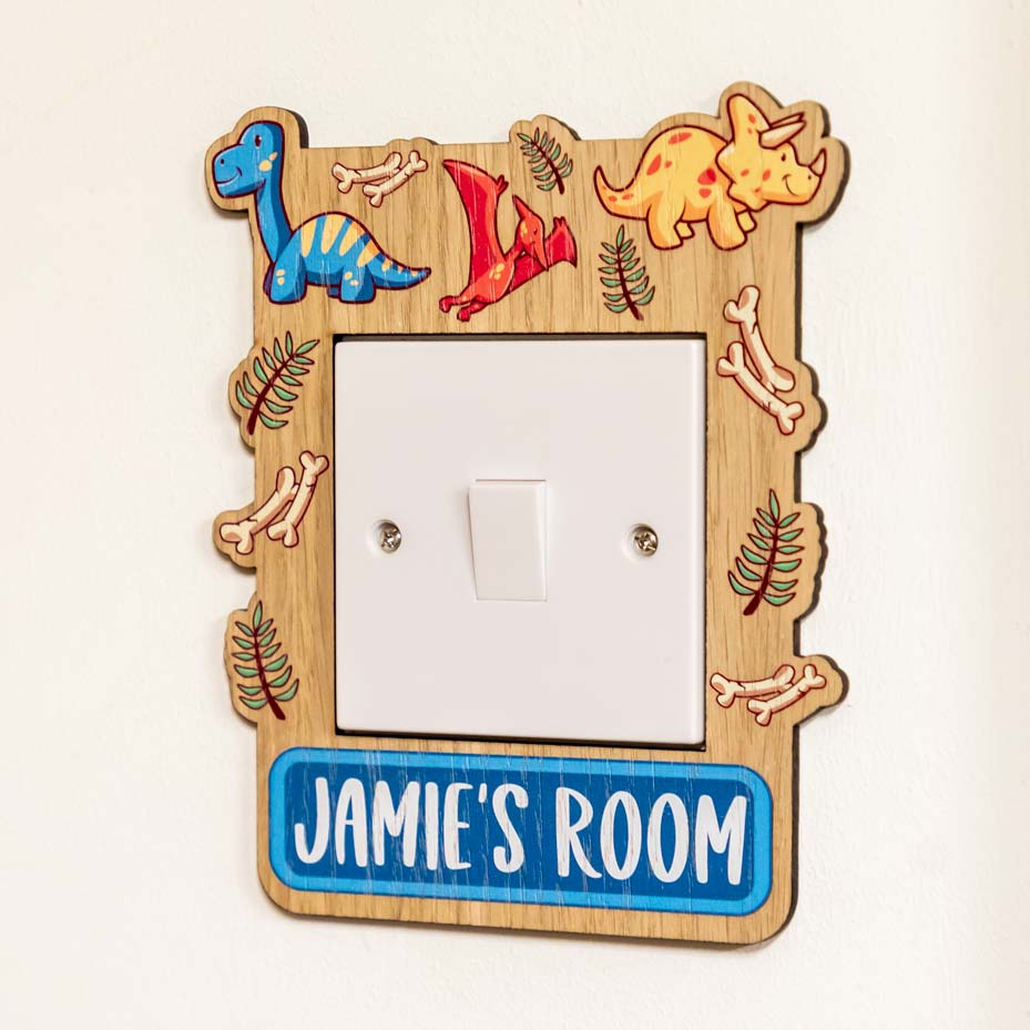 Personalised Dinosaur Light Switch Surround