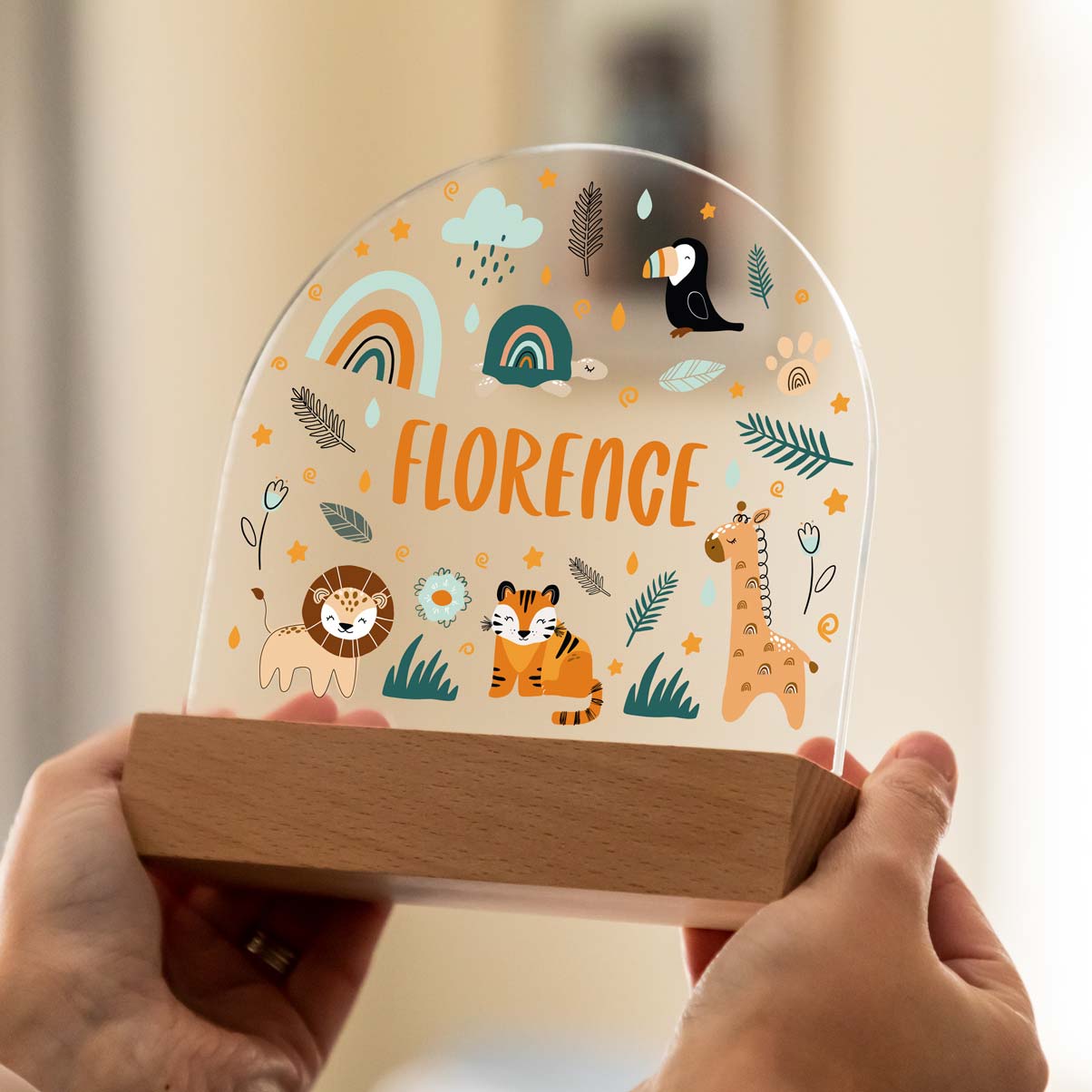 Personalised Safari Animals Night Light For Children