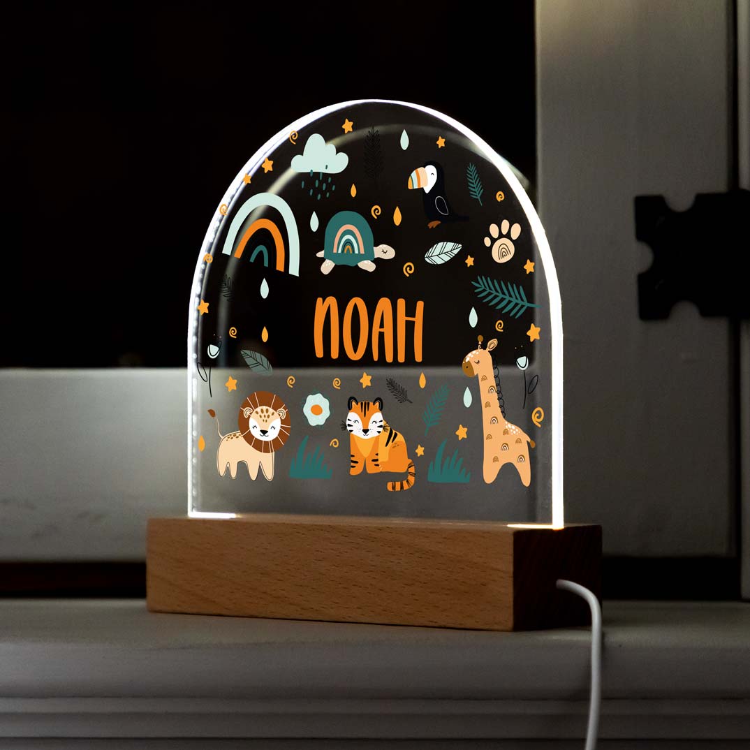 Personalised Safari Animals Night Light For Children