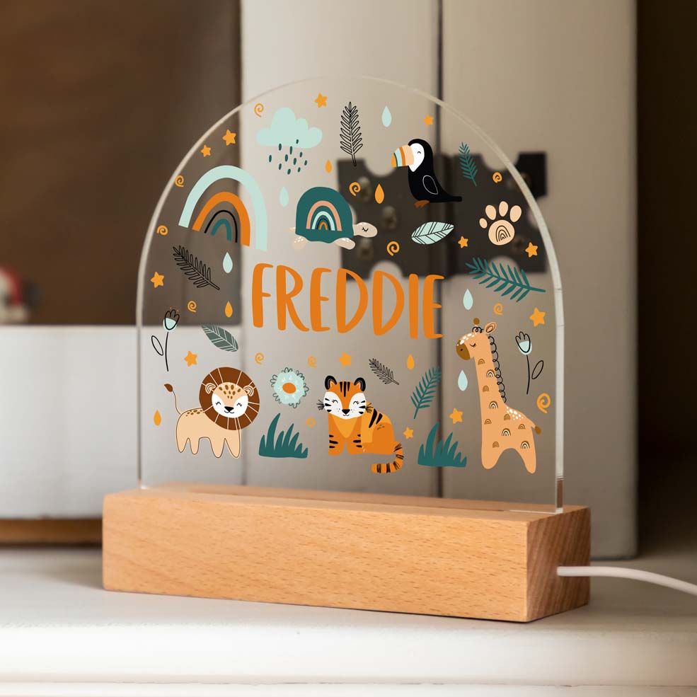 Personalised Safari Animals Night Light For Children