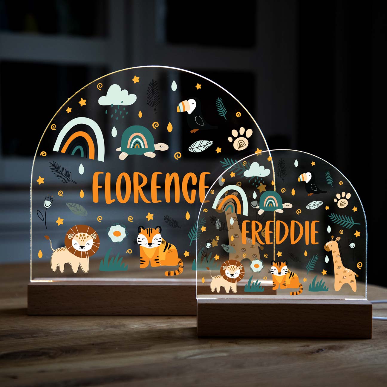 Personalised Safari Animals Night Light For Children