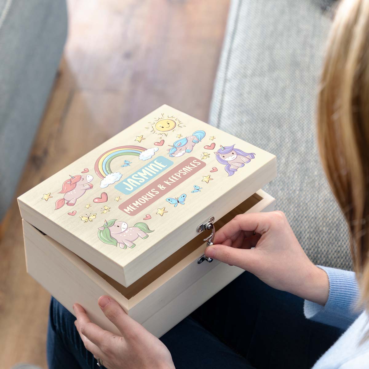 Personalised Unicorn Memory Box New Baby Gift
