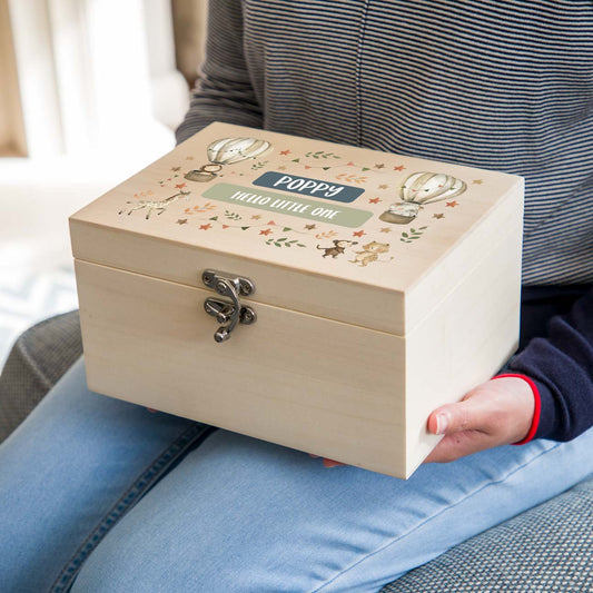 Personalised Safari Animals Keepsake Box Gift For Children