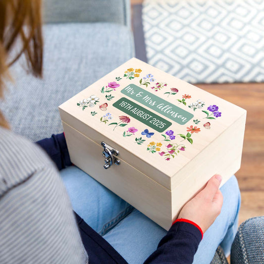 Personalised Wedding Keepsake Box Wildflowers