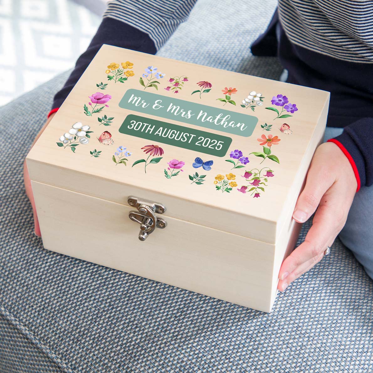 Personalised Wedding Keepsake Box Wildflowers