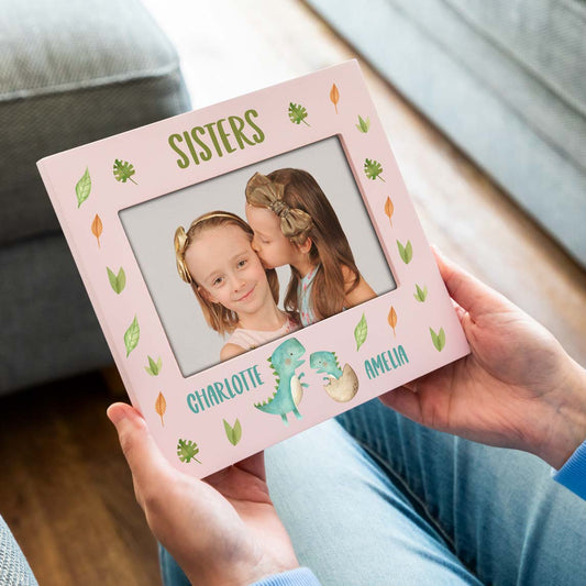 Personalised Siblings Dinosaur Pastel Photo Frame Gift