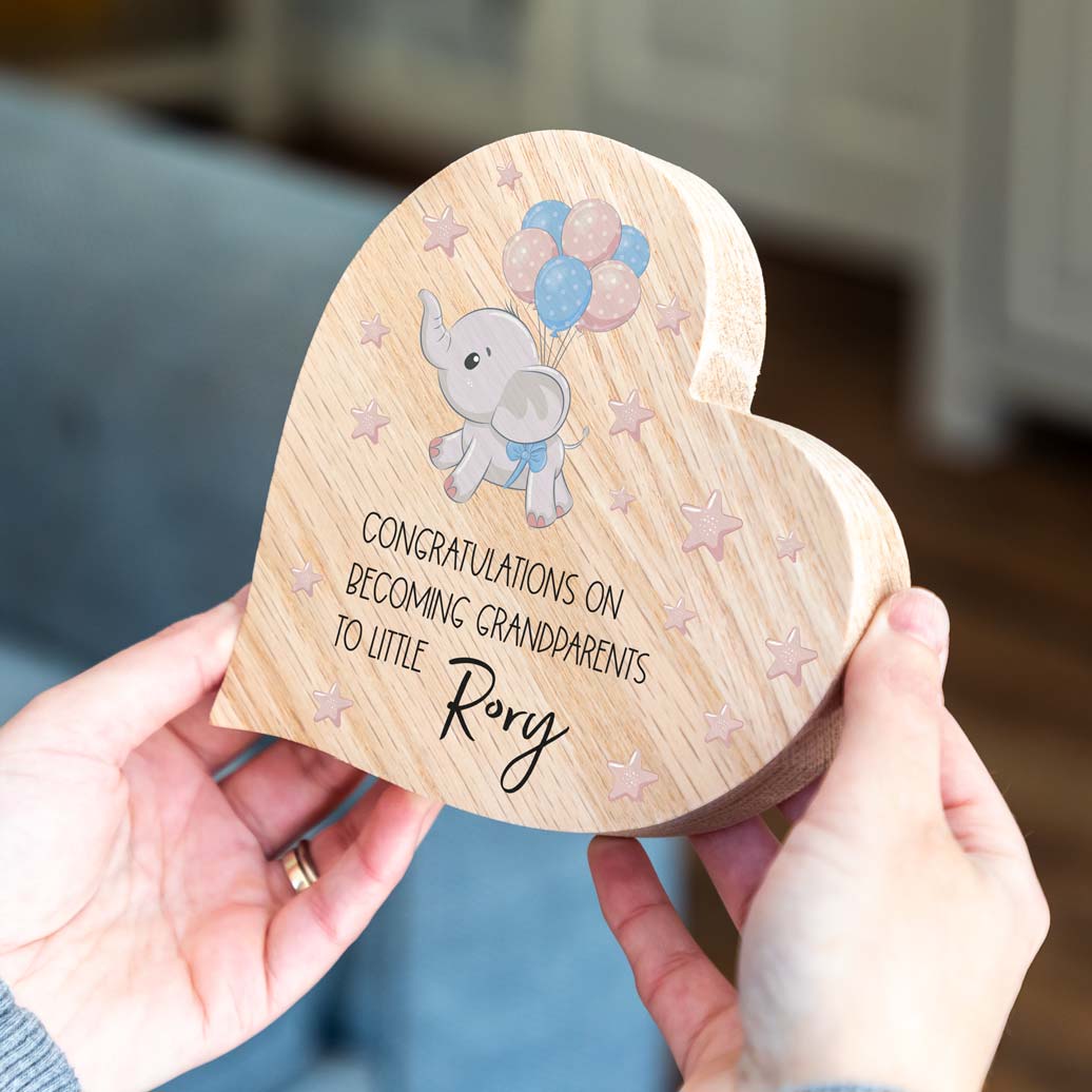 Personalised Oak Heart Congratulations On Becoming Grandparents Gift