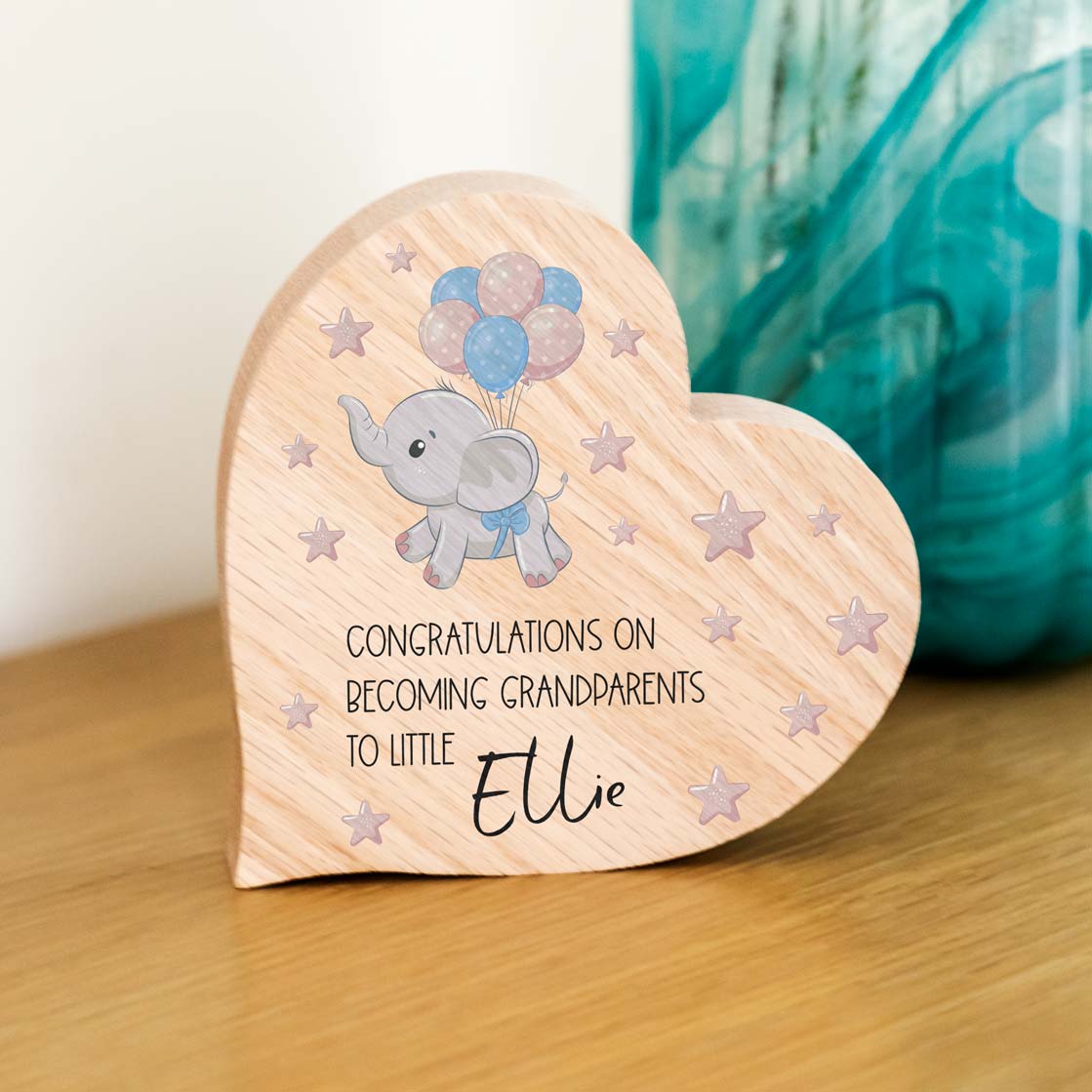 Personalised Oak Heart Congratulations On Becoming Grandparents Gift
