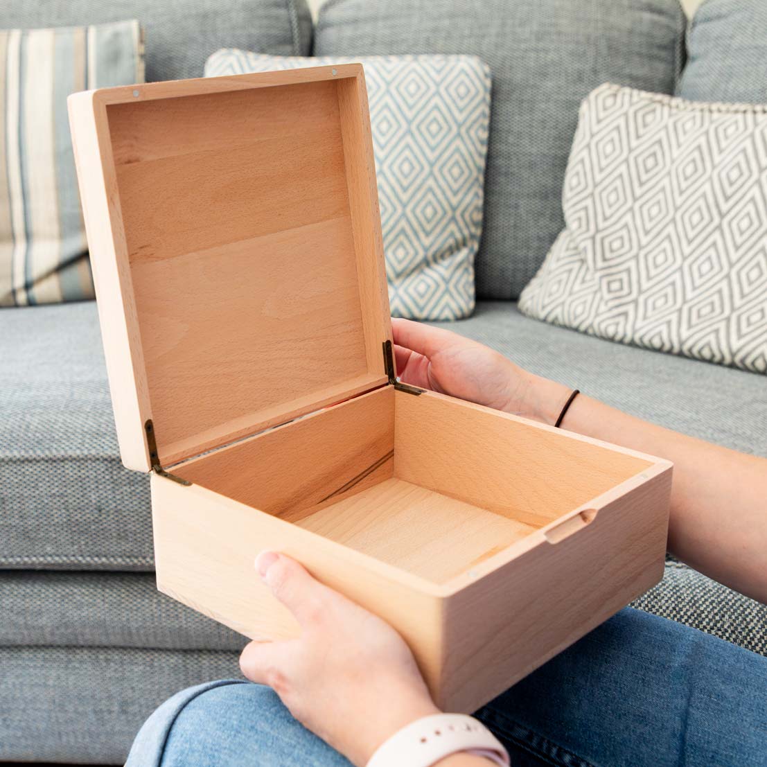 Personalised Square Beech Box For Arts and Crafts