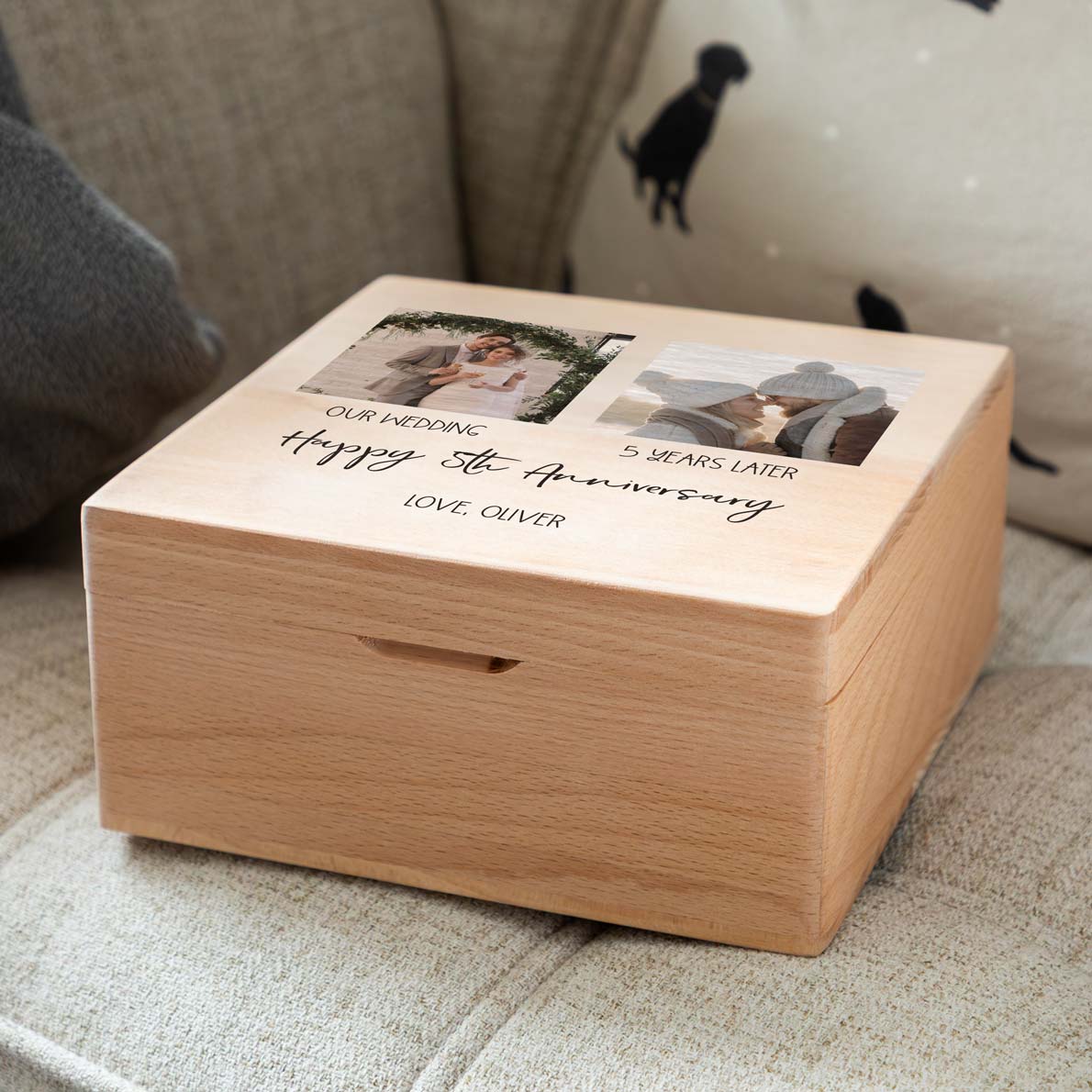 Personalised 5th Anniversary Gift Wood Keepsake Box With Photos
