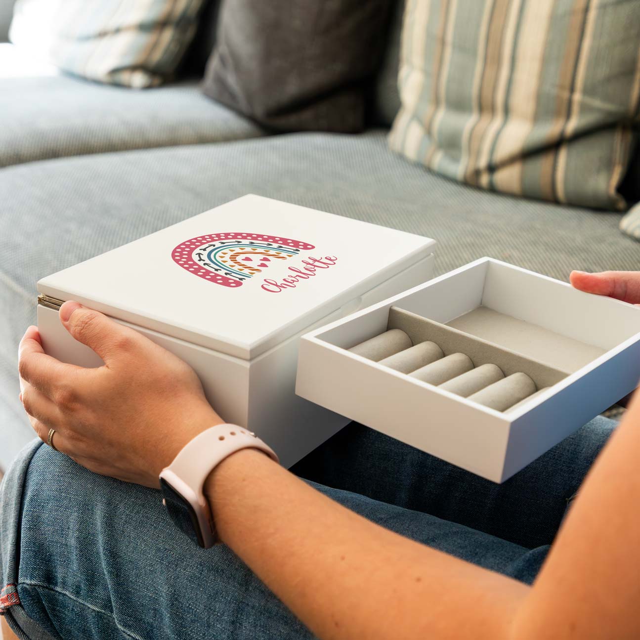Personalised Rainbow Jewellery Box Gift For Girls