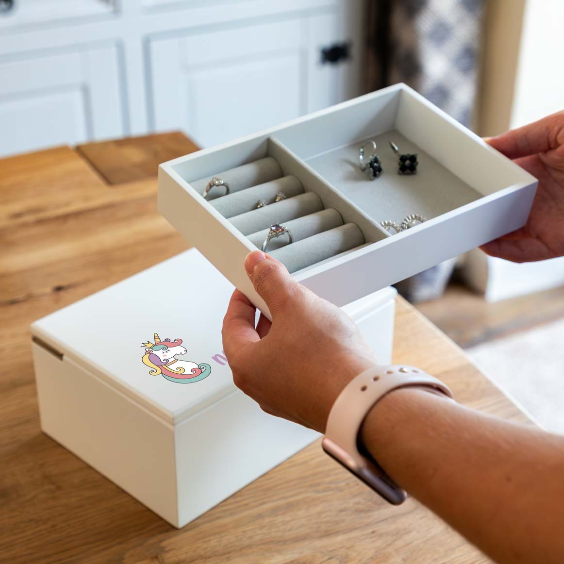 Personalised Unicorn Jewellery Box With Lift Out Tray Gift For Girls