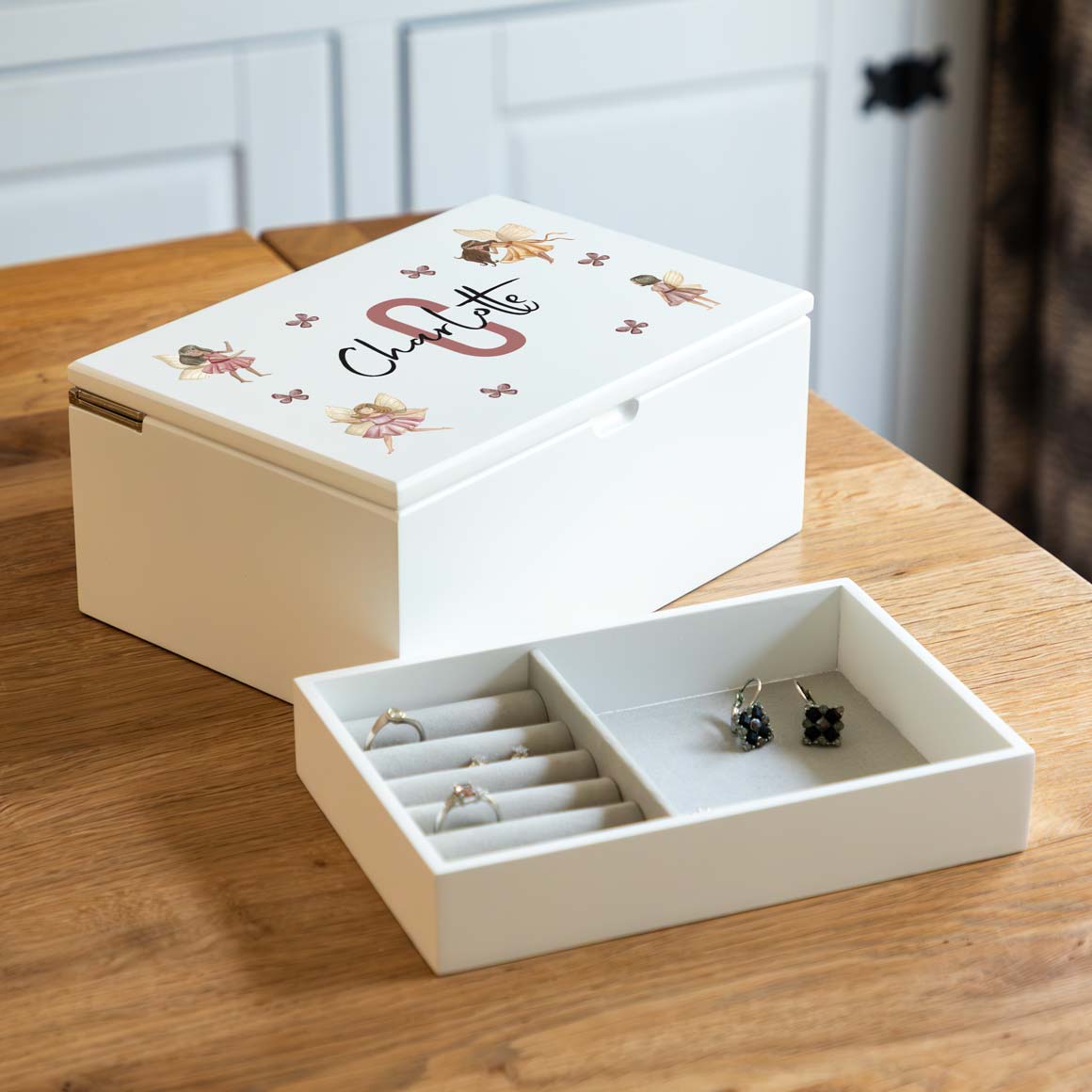Personalised Fairy Jewellery Box With Lift Out Tray Gift For Girls