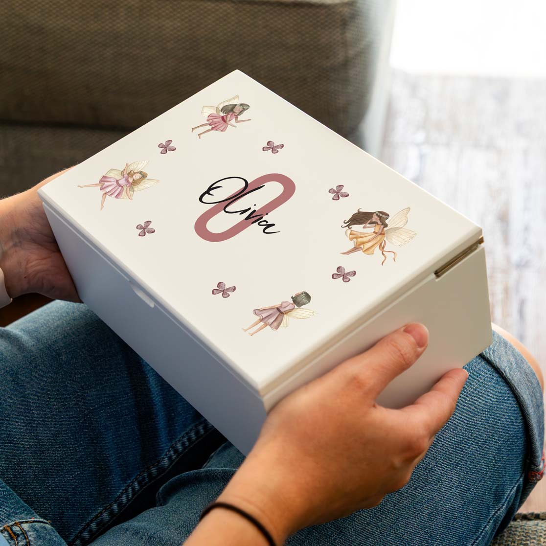 Personalised Fairy Jewellery Box With Lift Out Tray Gift For Girls