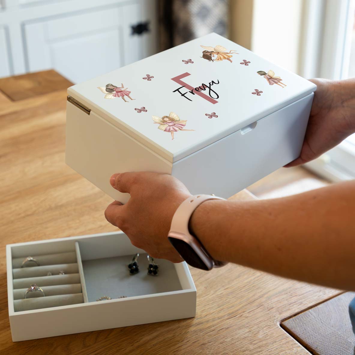 Personalised Fairy Jewellery Box With Lift Out Tray Gift For Girls