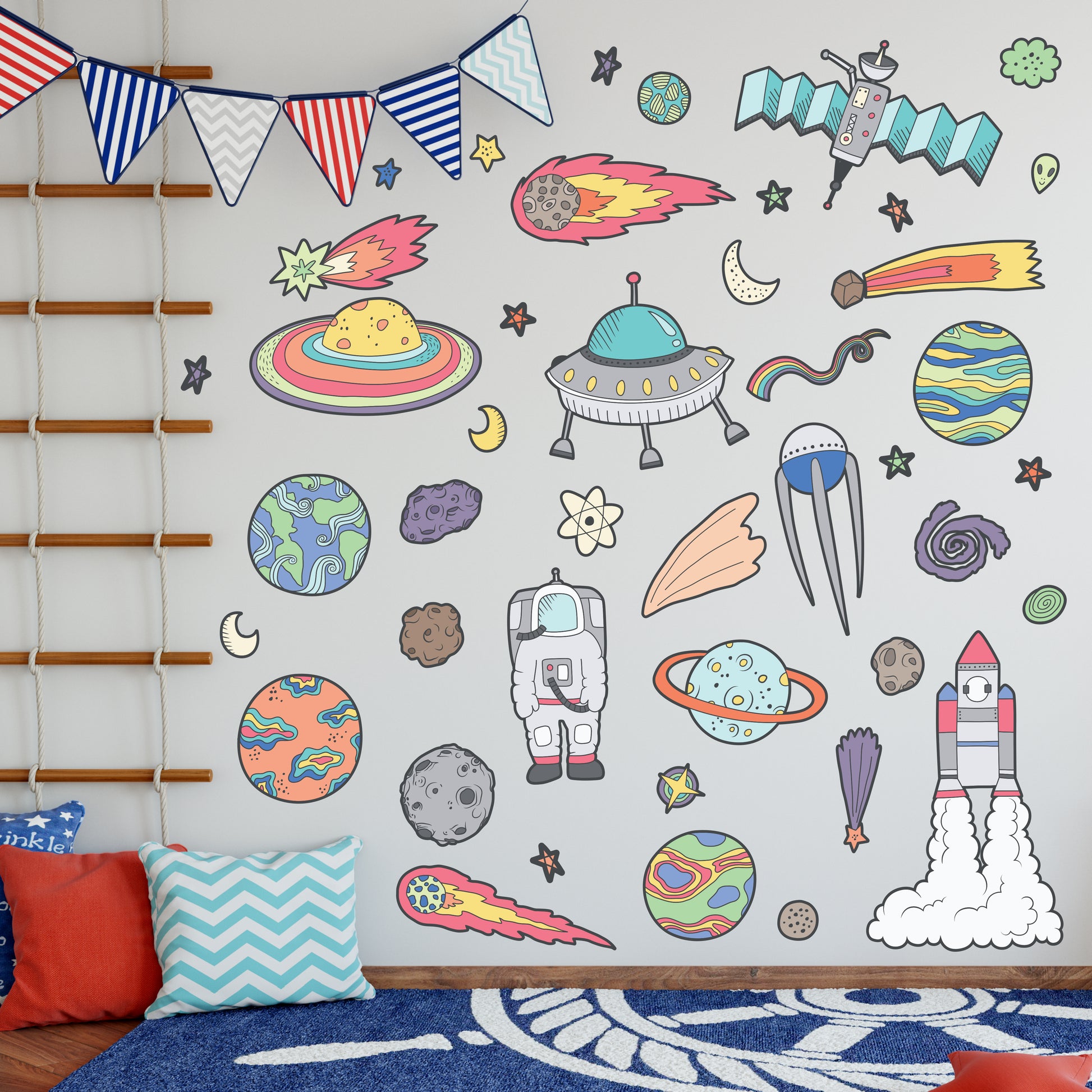 Space Rocket Wall Sticker Set