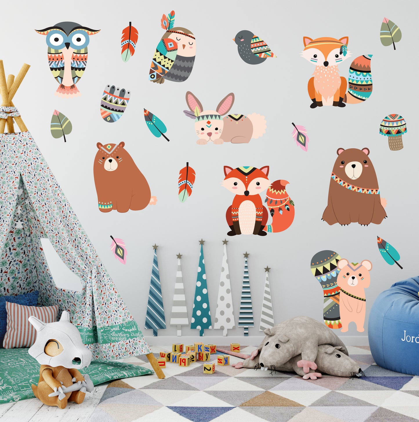 Tribal Woodland Animals Wall Sticker Set