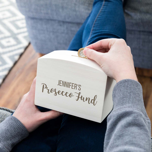 Personalised Prosecco Fund Money Box Gift