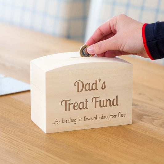 Personalised Dads Treat Fund Money Box