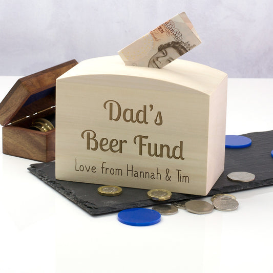 Personalised Dads Beer Fund Money Box