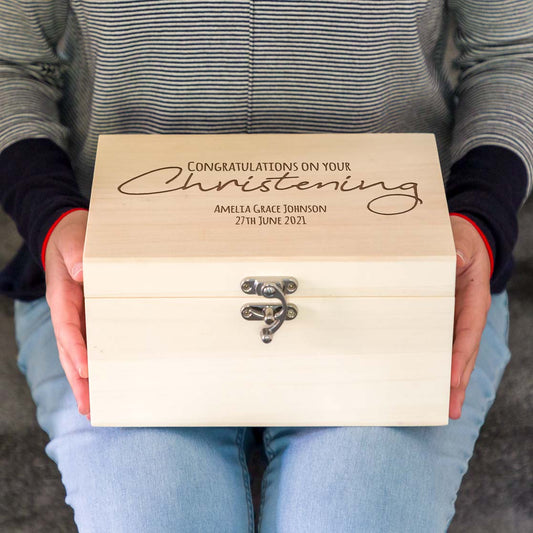 Personalised Christening Wooden Keepsake Box
