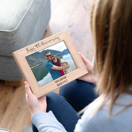 Personalised 5th Anniversary Wood Photo Frame