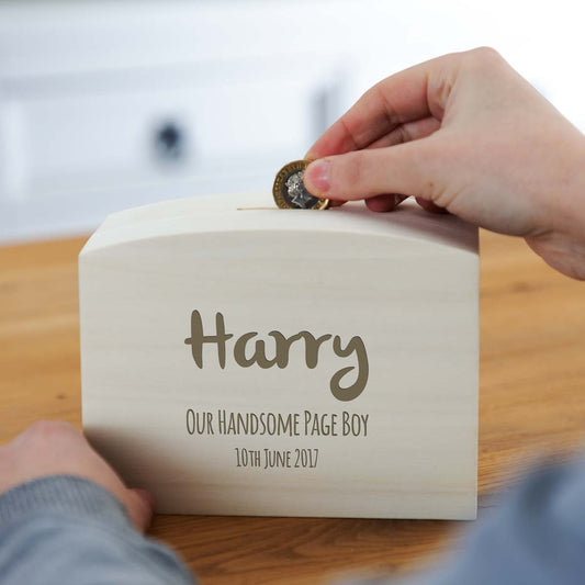 Personalised Page Boy Money Box Gift