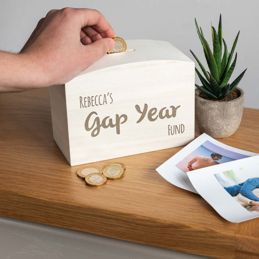 Personalised Gap Year Fund Money Box Graduation Gift