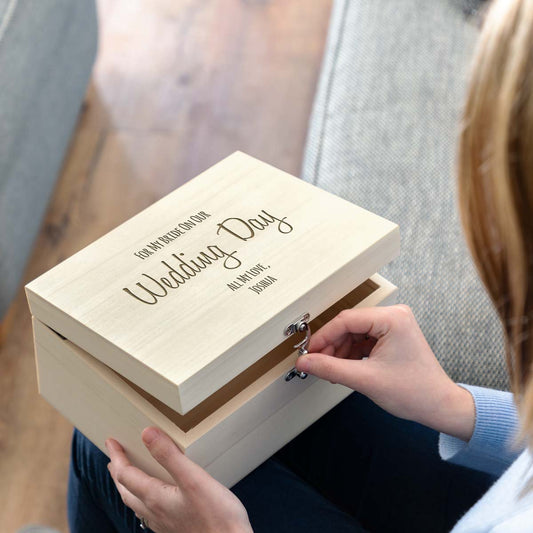 Personalised Wedding Gift Keepsake Box - Personalised Engagement Box -  Personalised Wooden Memory Box