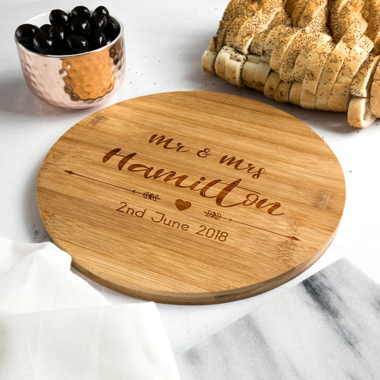 Personalised Wedding Bamboo Serving Board