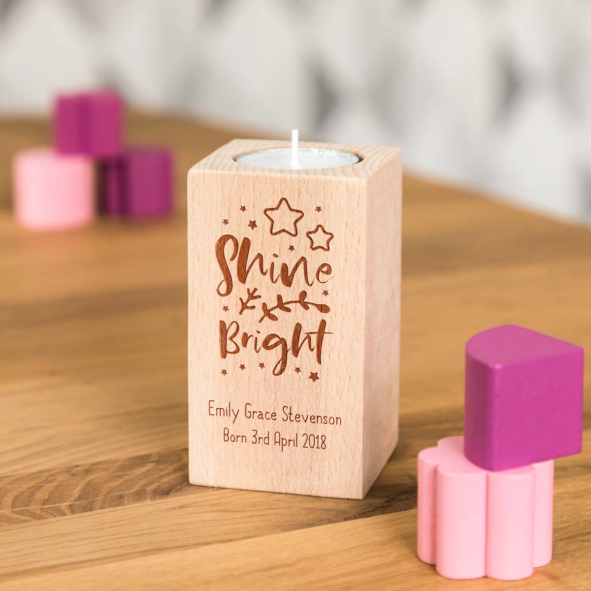 Personalised New Baby Gift Candle Holder