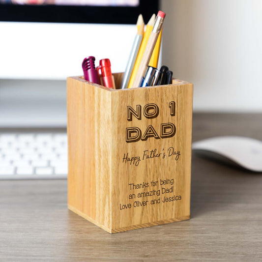 Personalised Number 1 Dad Pen Pot Gift