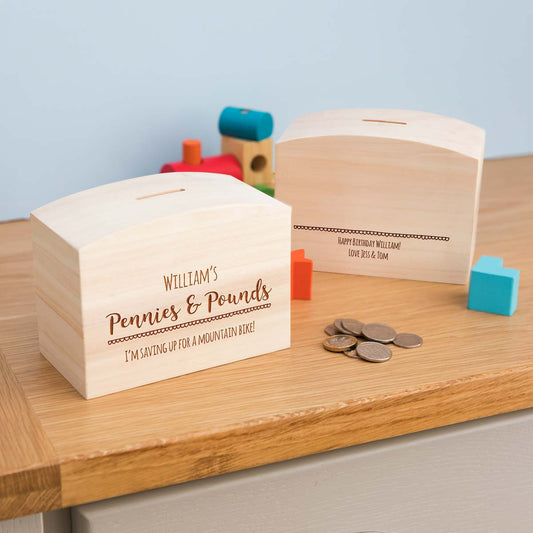 Personalised Children's Money Box With Message
