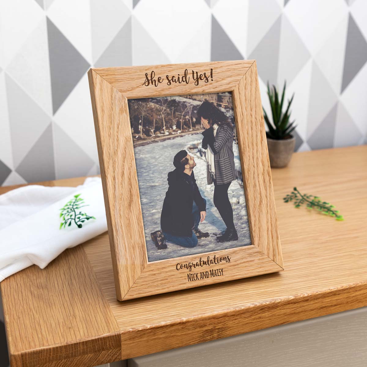 Personalised She Said Yes Engagement Photo Frame