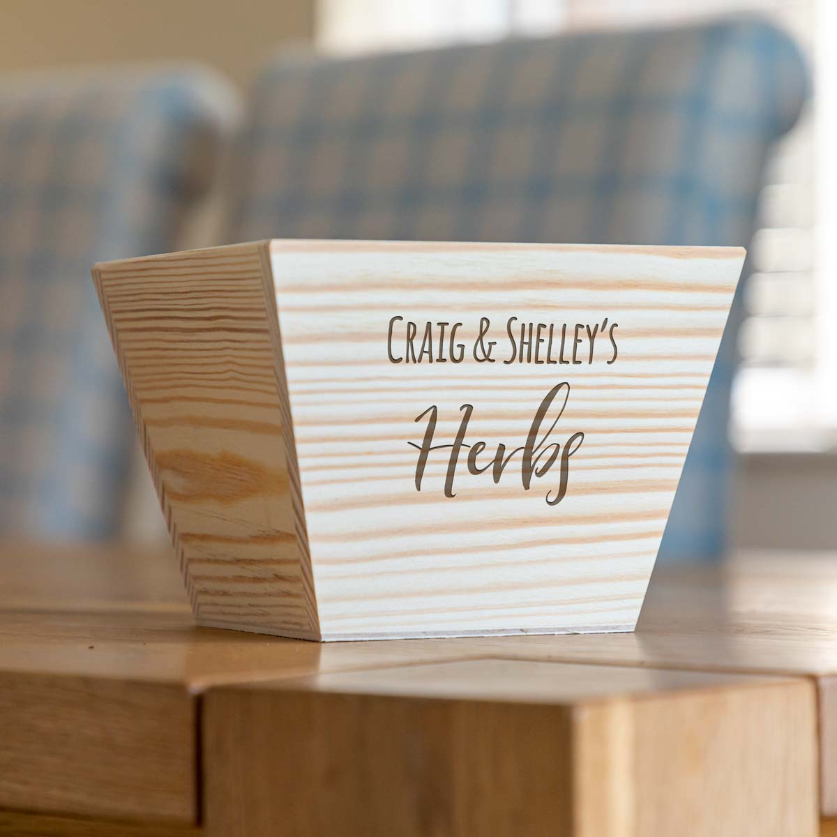 Personalised Herb Garden Wooden Planter