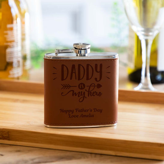 Personalised Hip Flask Daddy Is My Hero