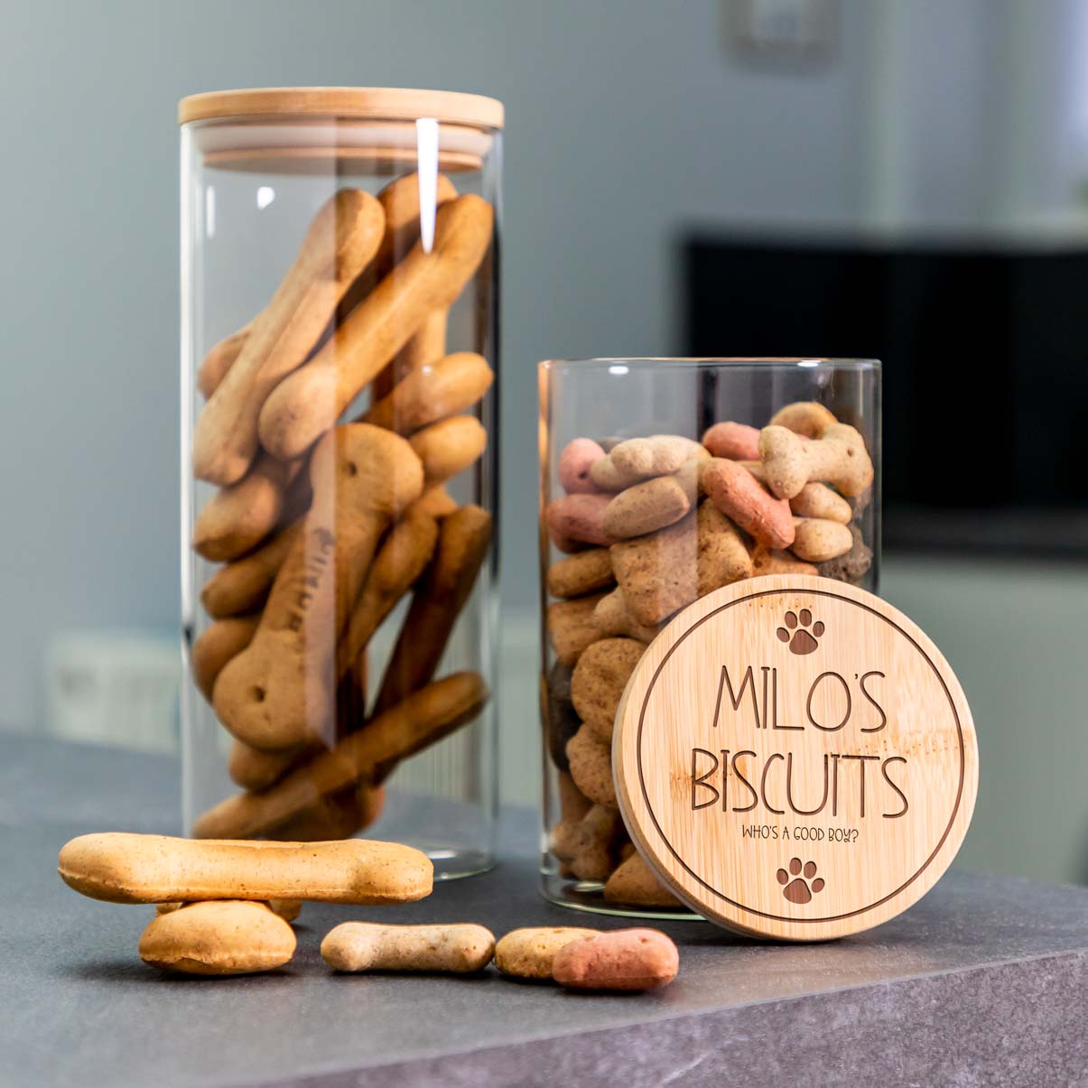 Personalised Dog Treat Jar Pawprints