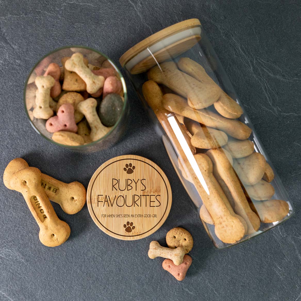 Personalised Dog Treat Jar Pawprints