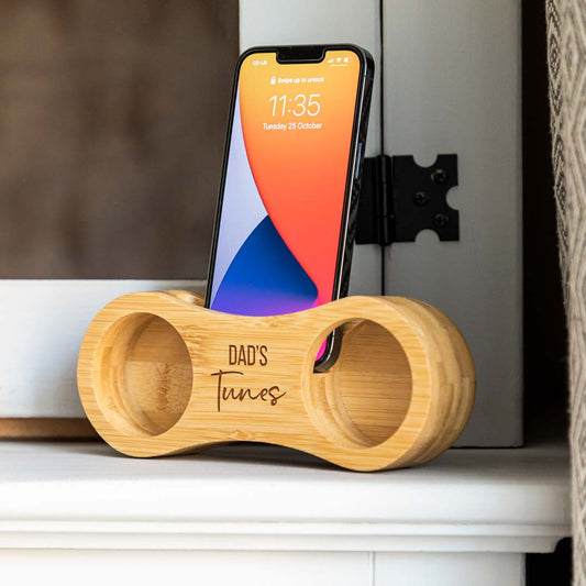 Personalised Phone Amplifier Bamboo Speaker Tunes