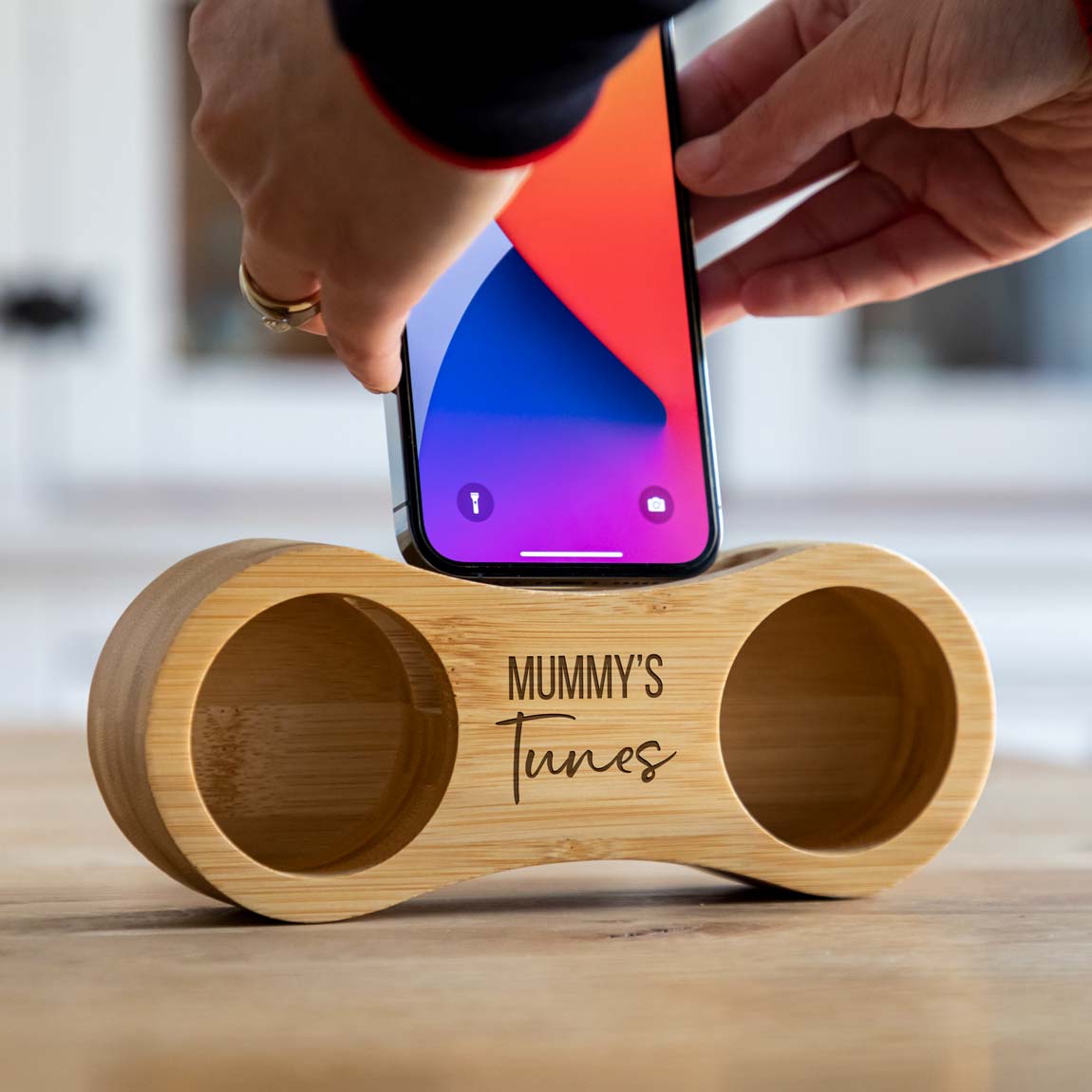 Personalised Phone Amplifier Bamboo Speaker Tunes