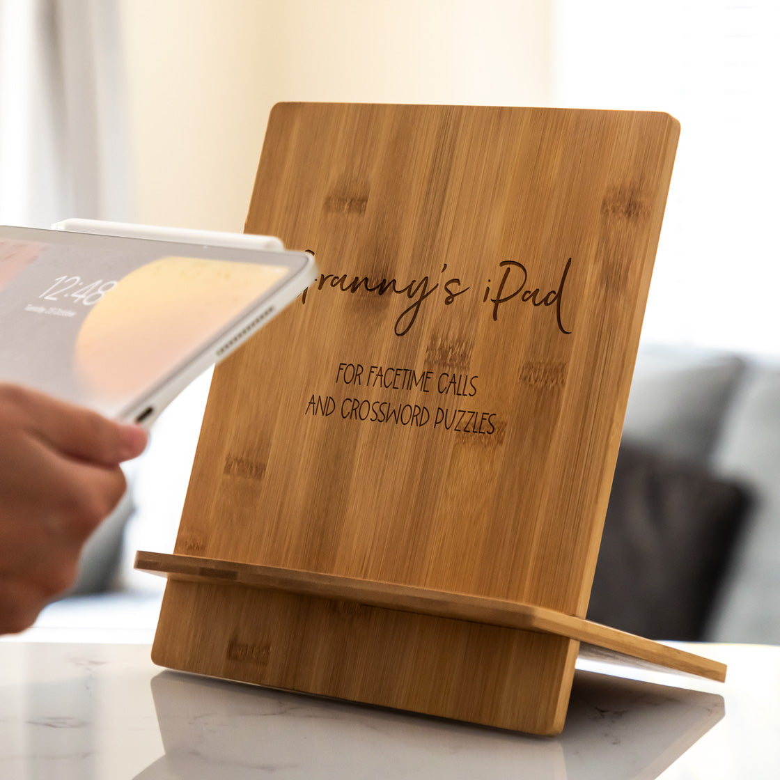 Personalised Tablet Stand Bamboo