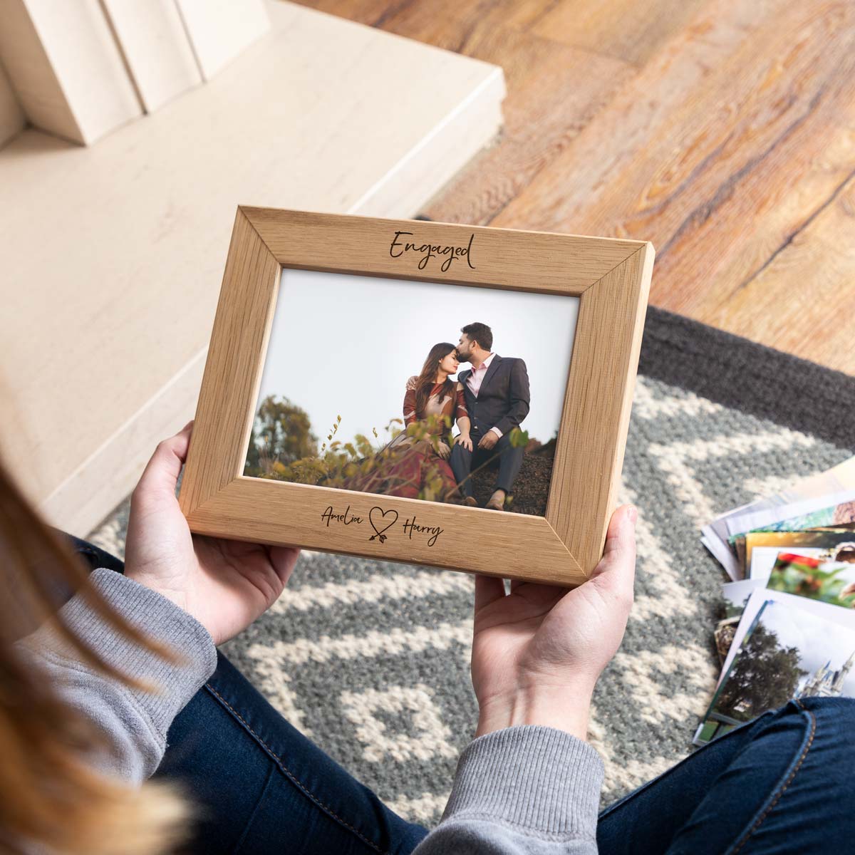 Personalised Engaged Photo Frame With Heart