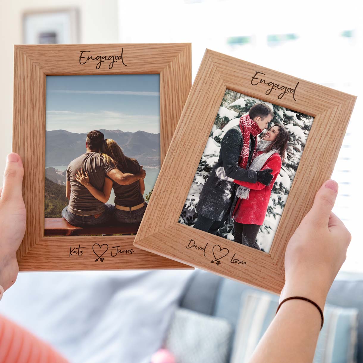 Personalised Engaged Photo Frame With Heart