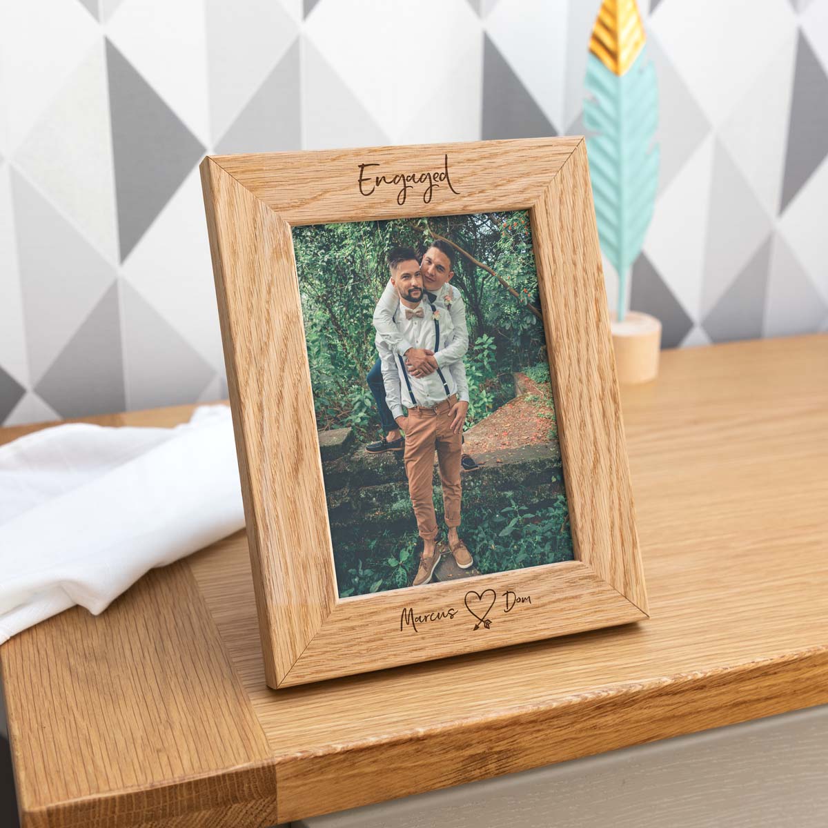 Personalised Engaged Photo Frame With Heart