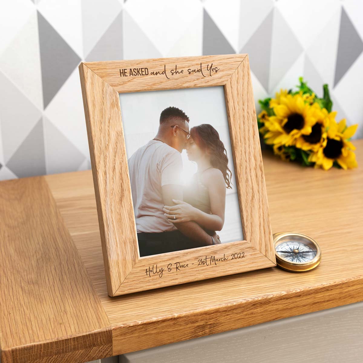 Personalised He Asked and She Said Yes Engaged Photo Frame