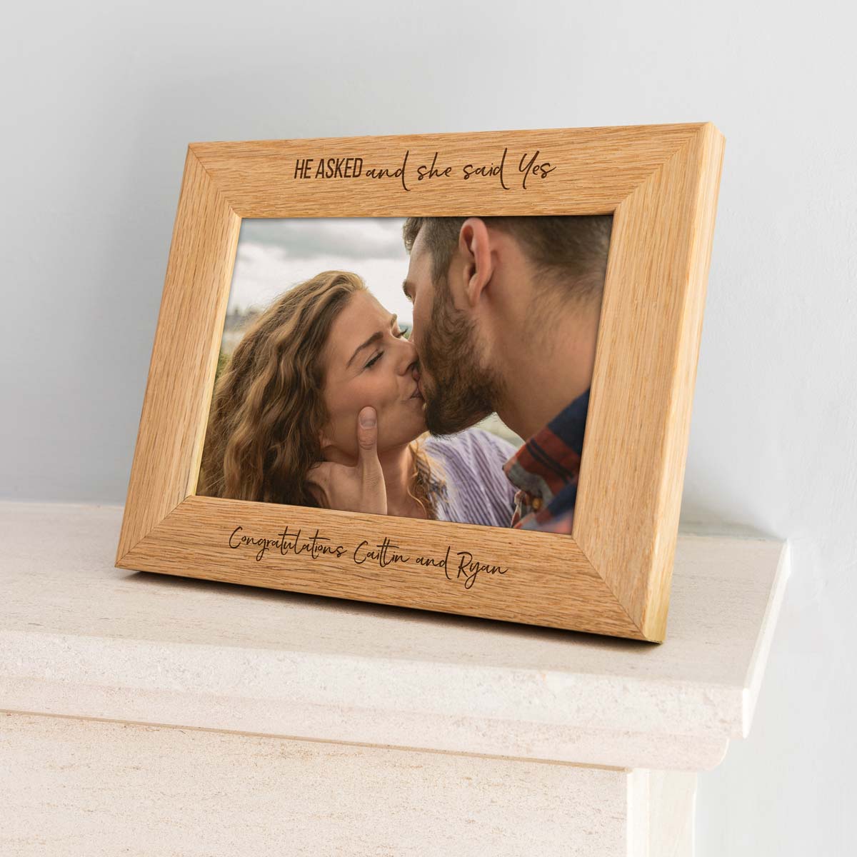 Personalised He Asked and She Said Yes Engaged Photo Frame