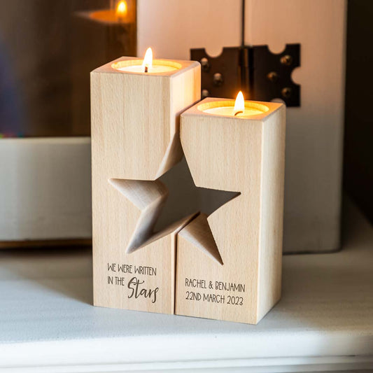 Personalised Written In The Stars Candle Holder Set
